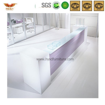 Elegant White Office Wooden Reception Desk Salon Front Desk (HY-Q46)